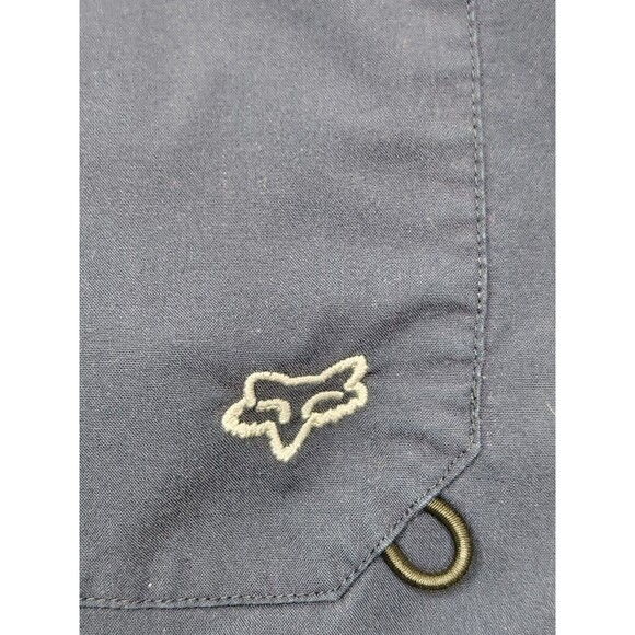 Fox Racing Shirt Men's L White Blue Short Sleeve Button Up Pocket Logo - Picture 8 of 10